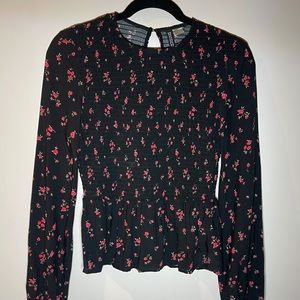 Floral Black Long Sleeve Shirt